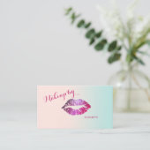 Girly Modern Beruflich Glitterie Lips Visitenkarte (Stehend Vorderseite)