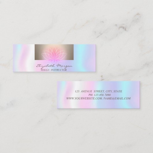 Girly Modern Beruflich, Lotus, Holographic Mini Visitenkarte (Vorne/Hinten)