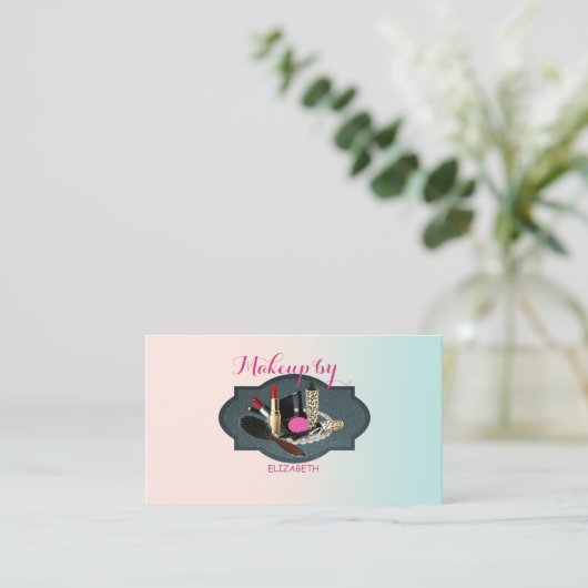 Girly Modern Beruflich, Makeup Visitenkarte (Stehend Vorderseite)