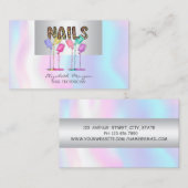 Girly Modern Beruflich Nail Polnisch Holographisch Visitenkarte (Vorne/Hinten)