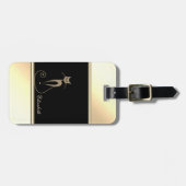 Girly Modern Black,Gold,Cat-Personalisiert Gepäckanhänger (Vorderseite horizontal)