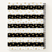 Girly Modern Black Stripe Gold Stars Monogram Notizblock (Rückseite)