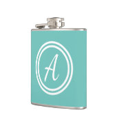 Girly Modern Blue Monogram Initial Flachmann (Links)