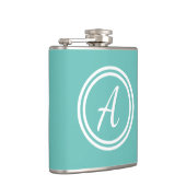 Girly Modern Blue Monogram Initial Flachmann (Rechts)