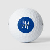 Girly Modern Blue Monogram Name + Initial Golfball (Vorderseite)