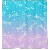 Girly modern blush pink aqua ombre Libellen Duschvorhang (Vorderseite)