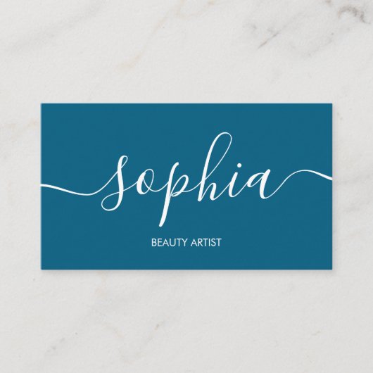 Girly Modern Calligraphy Blue Business Card Visitenkarte (Vorderseite)