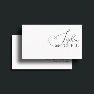 Girly Modern Calligraphy Minimalist White Visitenkarte