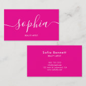 Girly Modern Calligraphy Pink Business Card Visitenkarte (Vorne/Hinten)