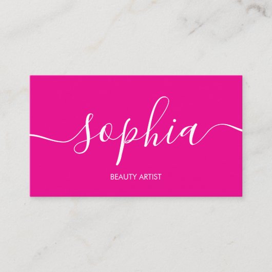 Girly Modern Calligraphy Pink Business Card Visitenkarte (Vorderseite)