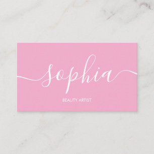 Girly Modern Calligraphy Pink Business Card Visitenkarte