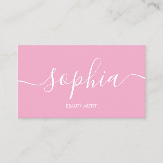 Girly Modern Calligraphy Pink Business Card Visitenkarte (Vorderseite)