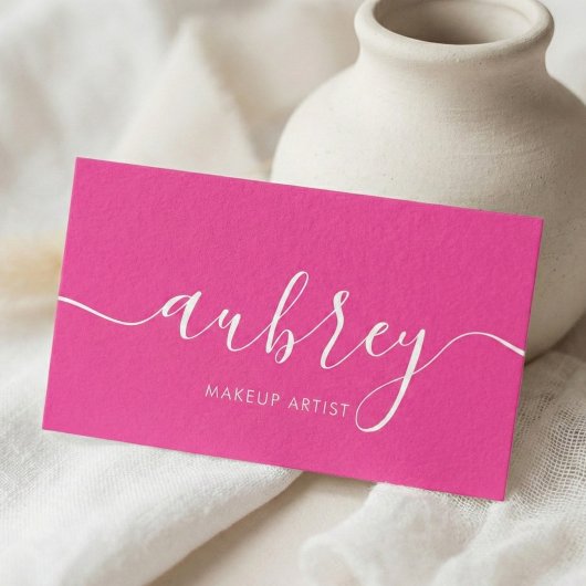 Girly Modern Calligraphy Pink Visitenkarte