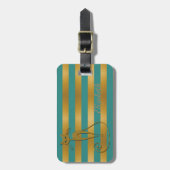 Girly Modern Chic, Glittery Cat - Streifen Gepäckanhänger (Vorderseite vertikal)