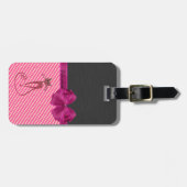 Girly Modern Chic Stripes, kat-Personalisiert Gepäckanhänger (Vorderseite horizontal)