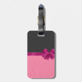 Girly Modern Chic Stripes, kat-Personalisiert Gepäckanhänger (Rückseite vertikal)