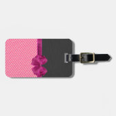 Girly Modern Chic Stripes Personalisiert Gepäckanhänger (Vorderseite horizontal)