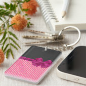 Girly Modern Chic Stripes Personalisiert Schlüsselanhänger (Vorderseite rechts)