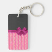 Girly Modern Chic Stripes Personalisiert Schlüsselanhänger (Rückseite)