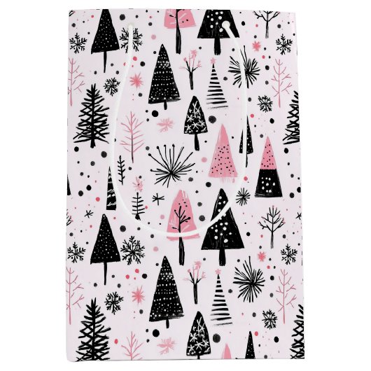 Girly Modern Christmas Mittlere Geschenktüte (Vorderseite)