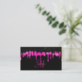 Girly Modern Dripping Monogram Glitzer Salon Visitenkarte (Stehend Vorderseite)