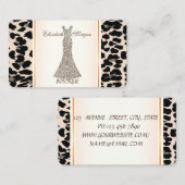 Girly Modern Elegant, Leopard Print, Glitzer Dress Visitenkarte (Vorne/Hinten)
