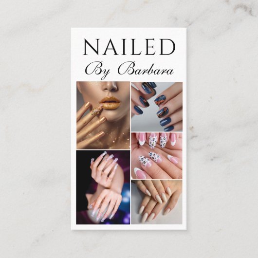 Girly Modern Foto Nail Artist Technician QR Code Visitenkarte (Vorderseite)