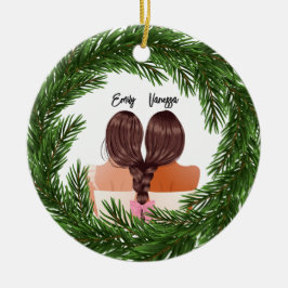 Girly Modern Friends Forever BESTE FREUNDIN Frohe  Keramik Ornament