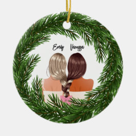 Girly Modern Friends Forever BESTE FREUNDIN Frohe  Keramik Ornament