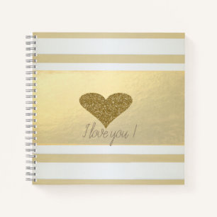 Girly Modern Gold Streifen, Glitzer Herz Notizblock