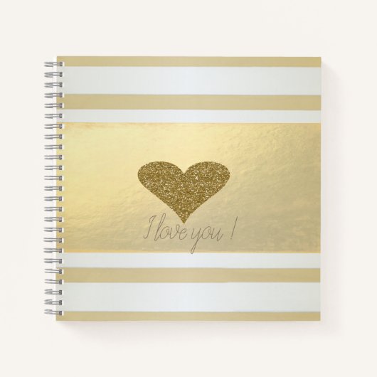 Girly Modern Gold Streifen, Glitzer Herz Notizblock (Vorderseite)
