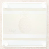 Girly Modern Gold Streifen, Gold Ananas Glasuntersetzer (Rückseite)