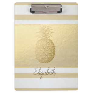 Girly Modern Gold Streifen, Gold Ananas Klemmbrett