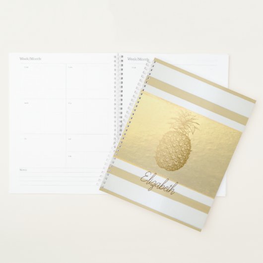 Girly Modern Gold Streifen, Gold Ananas Planer (Anzeige)