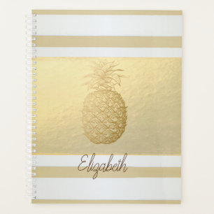 Girly Modern Gold Streifen, Gold Ananas Planer