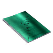 Girly Modern Green Metal Monogram Signature Notizblock (Rechte Seite)