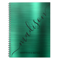 Girly Modern Green Metal Monogram Signature