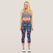 Girly Modern Lila, Aquamarine grüne Wasserfarbe Capri Leggings (Vorderseite)