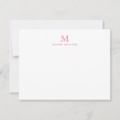 Girly Modern Monogram Erstblush Pink Note Card Einladung (Vorderseite)