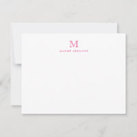 Girly Modern Monogram Erstblush Pink Note Card