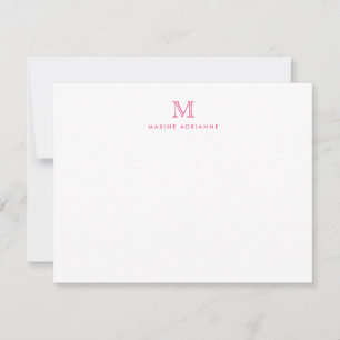 Girly Modern Monogram Erstblush Pink Note Card Einladung