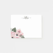 Girly Modern Monogram Pink Floral Post-It Notes Klebezettel (Vorderseite)