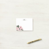 Girly Modern Monogram Pink Floral Post-It Notes Klebezettel (Auf Schreibtisch)