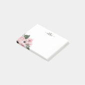 Girly Modern Monogram Pink Floral Post-It Notes Klebezettel (angewinkelt)