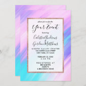 Girly Modern Pink Blue Lila Paint Smudges Einladung (Vorne/Hinten)