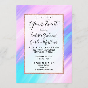 Girly Modern Pink Blue Lila Paint Smudges Einladung