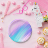 Girly Modern Pink Blue Lila Paint Smudges Pappteller (Party)