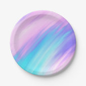 Girly Modern Pink Blue Lila Paint Smudges Pappteller (Vorderseite)