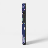 Girly Modern Pink Blume iPhone Case Navy Blau Hülle (Linke Seite)