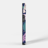 Girly Modern Pink Blume iPhone Case Navy Blau Hülle (Rechte Seite)